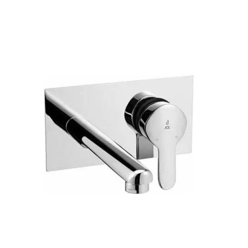 Exposed Part of Single Lever Wall Mounted Concealed Basin Mixer with Straight Round Spout