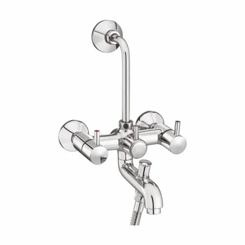 Wall Mixer 3 -in-1 with Provision for Hand Shower & Overhead Shower with Bend