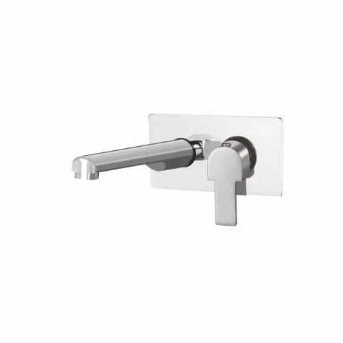 Exposed Parts of Single Lever Wall Mounted Concealed Basin Mixer with Straight Round Spout