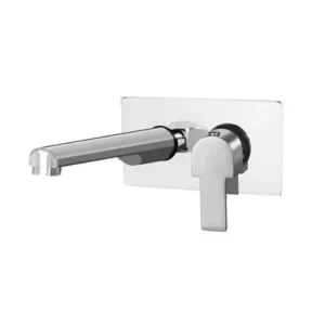 Exposed Parts of Single Lever Wall Mounted Concealed Basin Mixer with Straight Round Spout