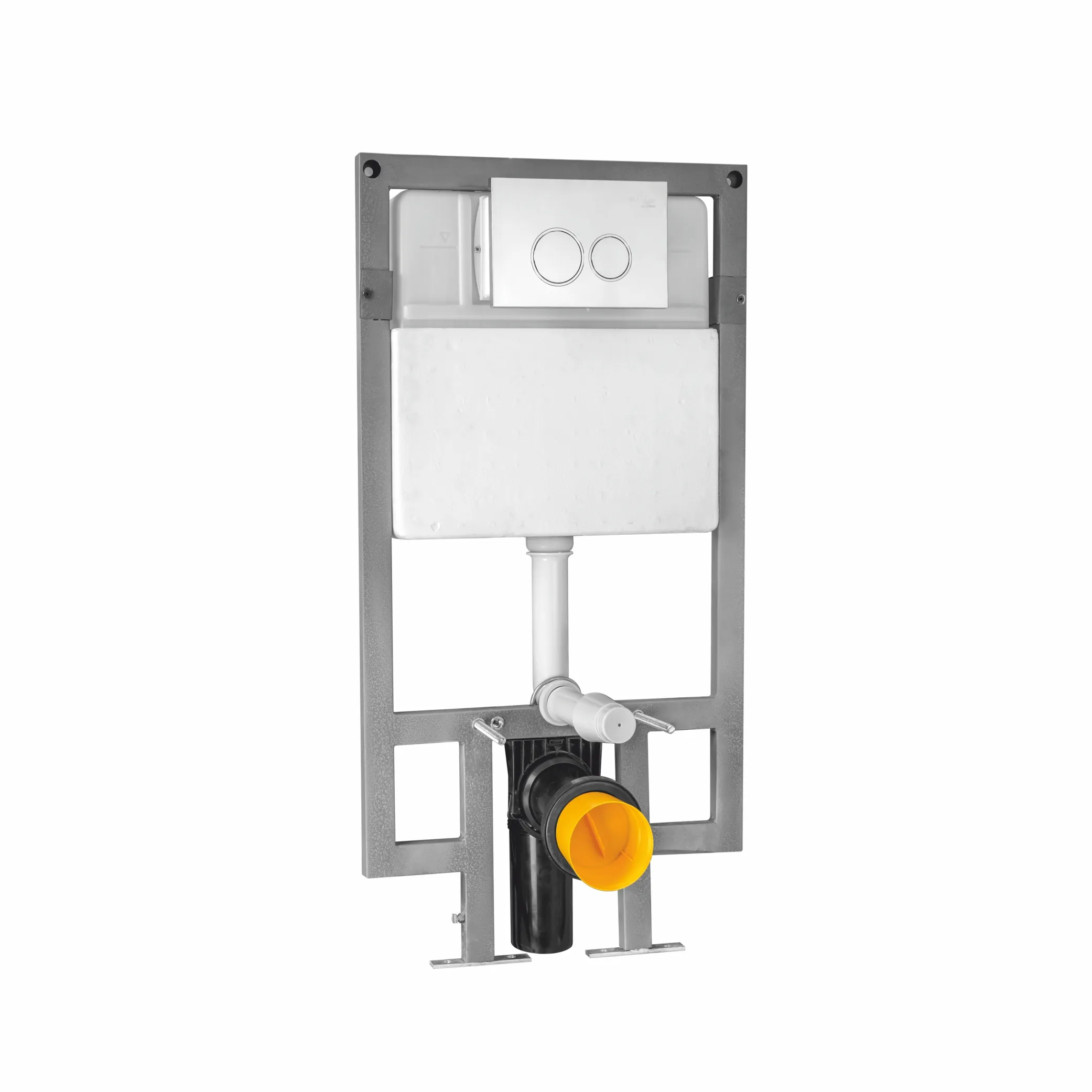 Complete Assembled Set of Concealed Cistern with Full Frame & HDPE Connection Pipe (without Push Plate)