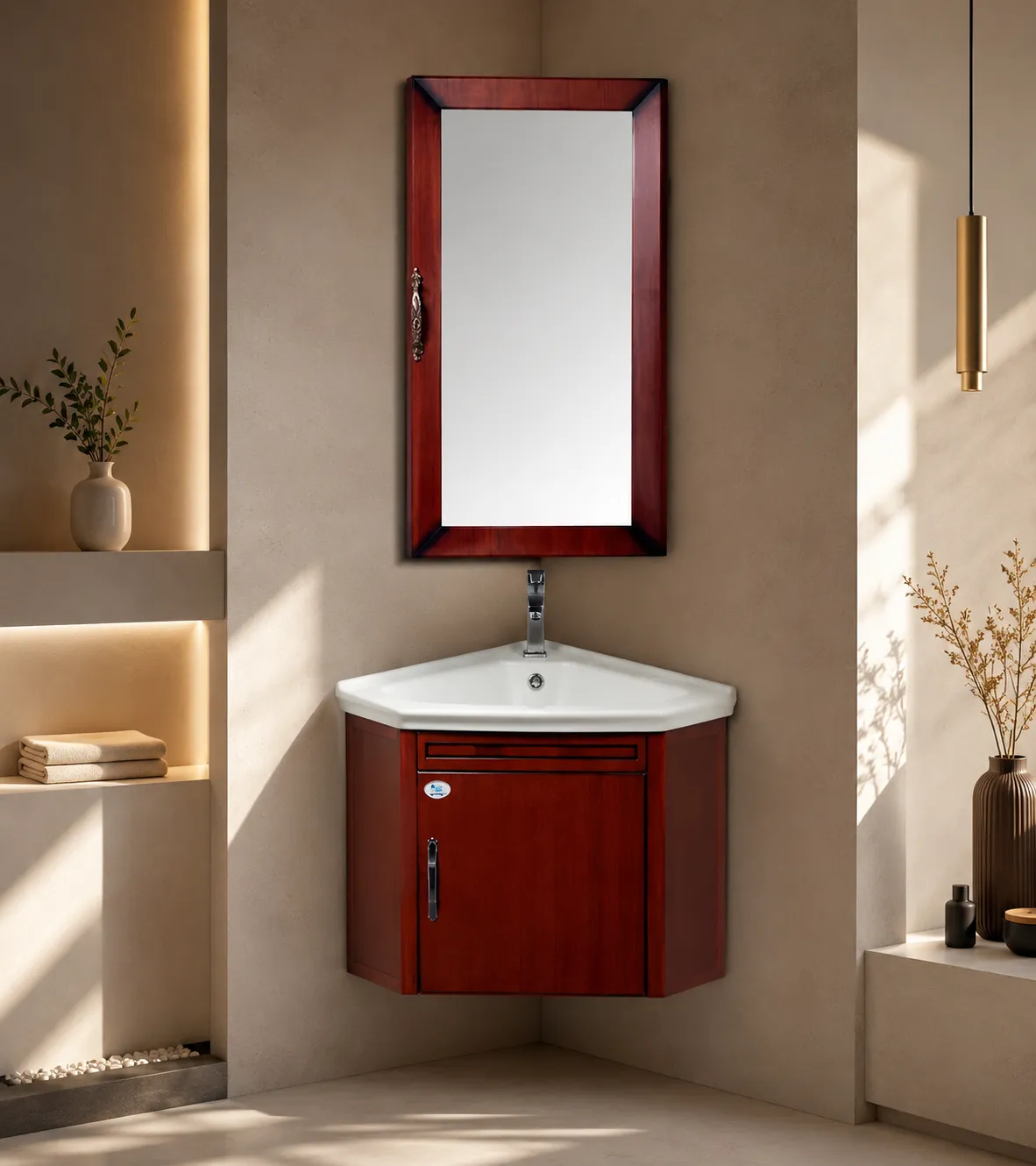 Corner Mounted Bathroom Vanity Cabinet